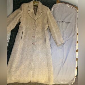 Vintage 90s Mallia Alpaca Wool Herringbone Coat, Camel, Lined, Vintage Size 14